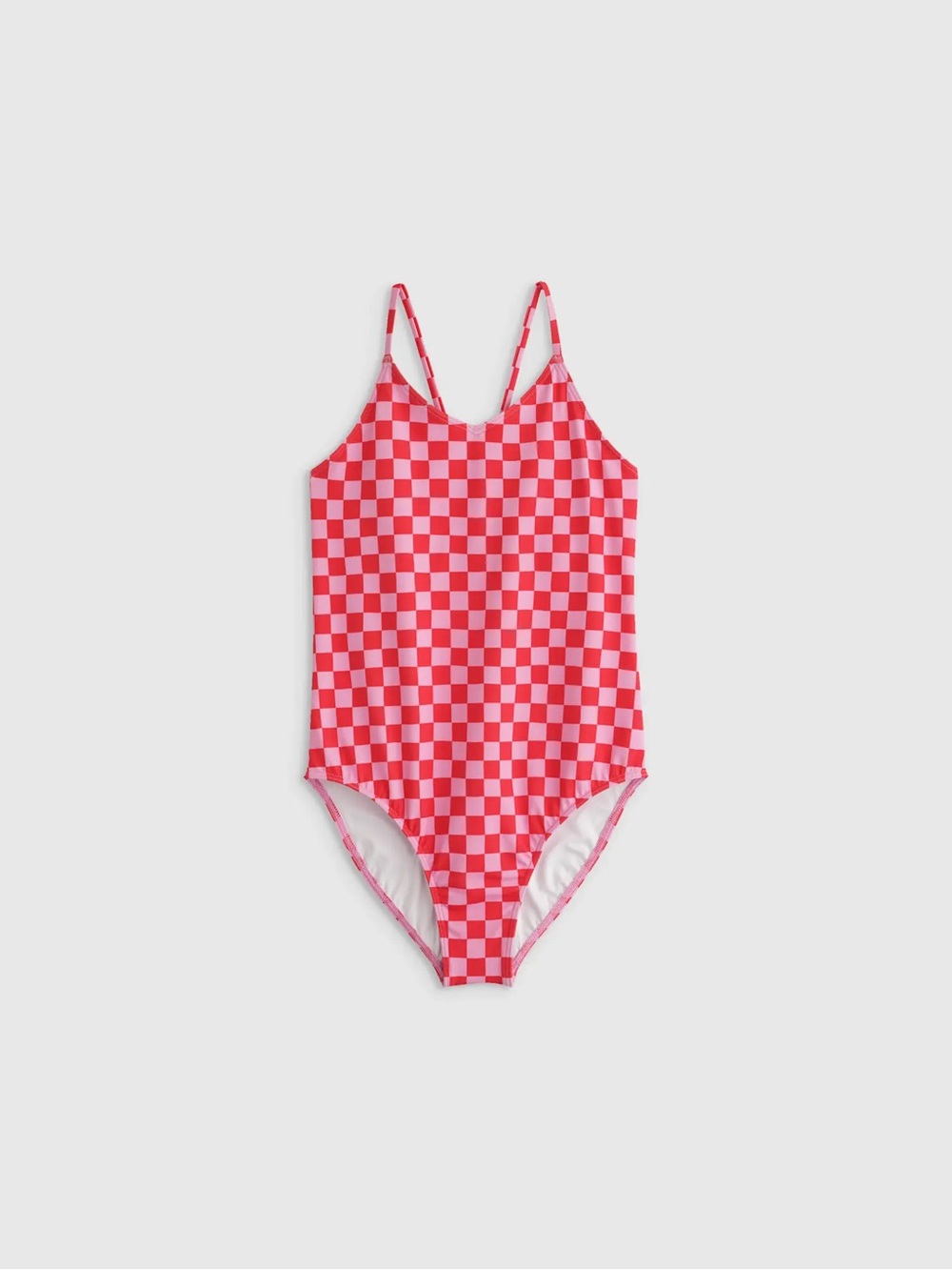 NWT QUINCE One-Piece Swimsuit Pink Check 8263